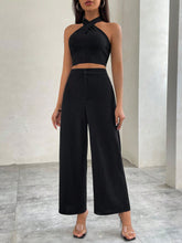 Women's Halter Crop Top And Pants Set