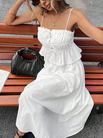 Siren Gaze 2pcs Women Solid Color Ruffle Edge Camisole And Mini Skirt Set Siren Gaze 2pcs Women Solid Color Ruffle Edge Camisole And Mini Skirt Set