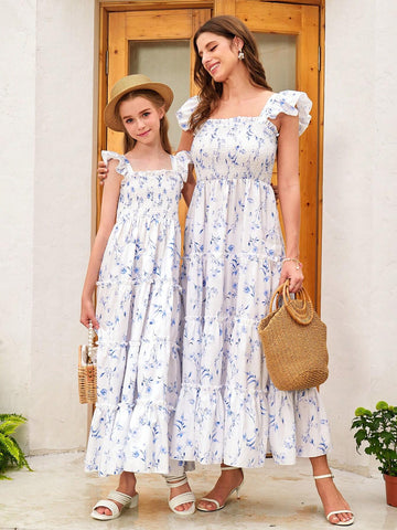 1pc Ditsy Floral Ruffle Hem Dress For Summer Vacation 1pc Ditsy Floral Ruffle Hem Dress For Summer Vacation