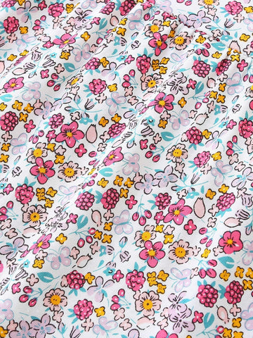 1pc Girls" Casual Cartoon Little Duck Embroidered Patchwork Floral Round Neck Short Sleeve Dress For Summer 1pc Girls" Casual Cartoon Little Duck Embroidered Patchwork Floral Round Neck Short Sleeve Dress For Summer