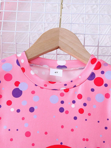 1pc Girls Casual Floral Circle All-Over Print Dress, Autumn 1pc Girls Casual Floral Circle All-Over Print Dress, Autumn