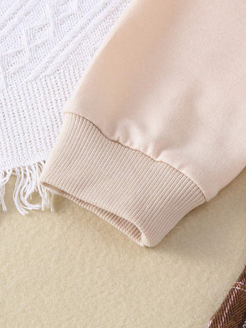 1pc Girls Casual "My Cat" Letter Bow Cat Graphic Soft Knit Long Sleeve Sweatshirt Plaid Dress, Autumn/Winter 1pc Girls Casual "My Cat" Letter Bow Cat Graphic Soft Knit Long Sleeve Sweatshirt Plaid Dress, Autumn/Winter