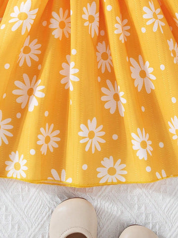 1pc Girls' Casual Printed Sleeveless Cami Dress, Summer 1pc Girls' Casual Printed Sleeveless Cami Dress, Summer