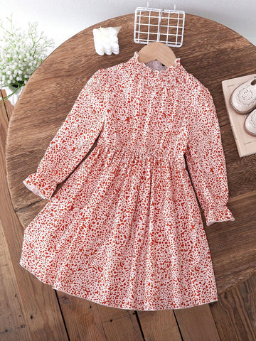 1pc Girls Casual Sports Asymmetrical Digital Print Drawstring Collar A-Line Dress, Spring Autumn 1pc Girls Casual Sports Asymmetrical Digital Print Drawstring Collar A-Line Dress, Spring Autumn