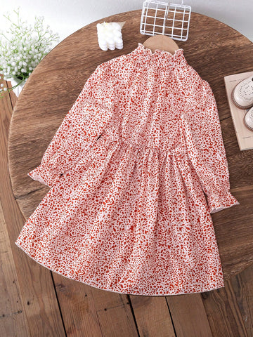 1pc Girls Casual Sports Asymmetrical Digital Print Drawstring Collar A-Line Dress, Spring Autumn 1pc Girls Casual Sports Asymmetrical Digital Print Drawstring Collar A-Line Dress, Spring Autumn