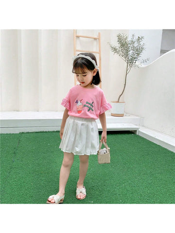 1pc Girls' Cute Yet Stylish Short Sleeve Thin Summer T-Shirt 1pc Girls' Cute Yet Stylish Short Sleeve Thin Summer T-Shirt