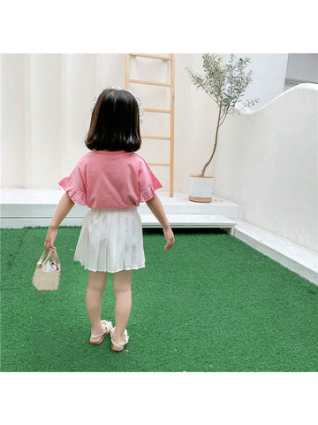 1pc Girls' Cute Yet Stylish Short Sleeve Thin Summer T-Shirt 1pc Girls' Cute Yet Stylish Short Sleeve Thin Summer T-Shirt