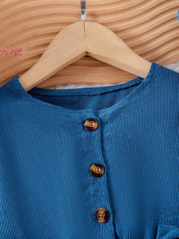 1pc Girls Elegant Corduroy Bow Decor Long Sleeve Dress, Autumn/Winter 1pc Girls Elegant Corduroy Bow Decor Long Sleeve Dress, Autumn/Winter