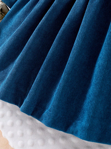 1pc Girls Elegant Corduroy Bow Decor Long Sleeve Dress, Autumn/Winter 1pc Girls Elegant Corduroy Bow Decor Long Sleeve Dress, Autumn/Winter