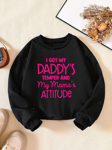 1pc Girls Fashion Slogan Print Casual Pullover Long Sleeve Sweatshirt, Suitable For Spring, Autumn And Winter 1pc Girls Fashion Slogan Print Casual Pullover Long Sleeve Sweatshirt, Suitable For Spring, Autumn And Winter