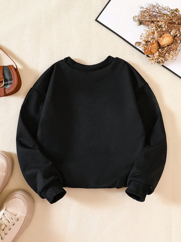 1pc Girls Fashion Slogan Print Casual Pullover Long Sleeve Sweatshirt, Suitable For Spring, Autumn And Winter 1pc Girls Fashion Slogan Print Casual Pullover Long Sleeve Sweatshirt, Suitable For Spring, Autumn And Winter