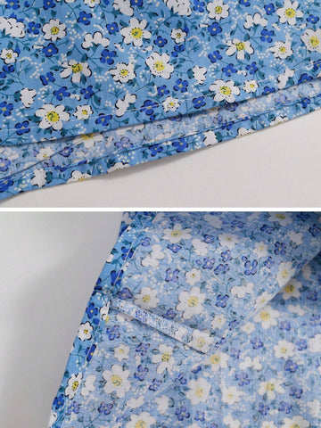 1pc Girls' Floral Peter Pan Collar Fly Edge Embroidered Dress, Summer 1pc Girls' Floral Peter Pan Collar Fly Edge Embroidered Dress, Summer