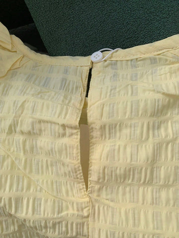 1pc Girls' Korean Style Sweet Puff Sleeve Round Neck Dress With Back Button Closure For Summer 1pc Girls' Korean Style Sweet Puff Sleeve Round Neck Dress With Back Button Closure For Summer