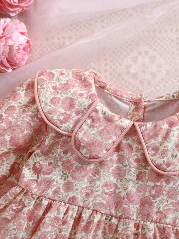 1pc Girls Petal Collar All-Over Floral Print Elegant Dress, Young Lady Style For Toddlers, Spring/Autumn Occasion Wear & Birthday Party 1pc Girls Petal Collar All-Over Floral Print Elegant Dress, Young Lady Style For Toddlers, Spring/Autumn Occasion Wear & Birthday Party