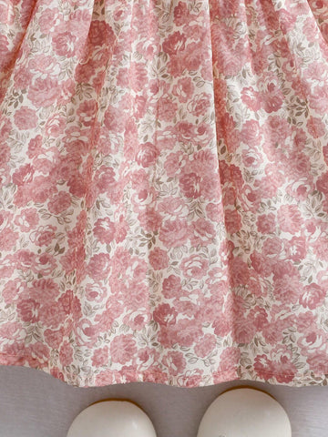 1pc Girls Petal Collar All-Over Floral Print Elegant Dress, Young Lady Style For Toddlers, Spring/Autumn Occasion Wear & Birthday Party 1pc Girls Petal Collar All-Over Floral Print Elegant Dress, Young Lady Style For Toddlers, Spring/Autumn Occasion Wear & Birthday Party