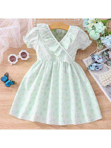 1pc Kids" Lovely Princess Style Heart-Shaped Dress For Party Or Holidays 1pc Kids" Lovely Princess Style Heart-Shaped Dress For Party Or Holidays