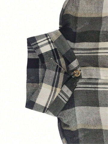 1pc Plaid Button-Down Long Sleeve Pocket Collar Casual Shirt 1pc Plaid Button-Down Long Sleeve Pocket Collar Casual Shirt
