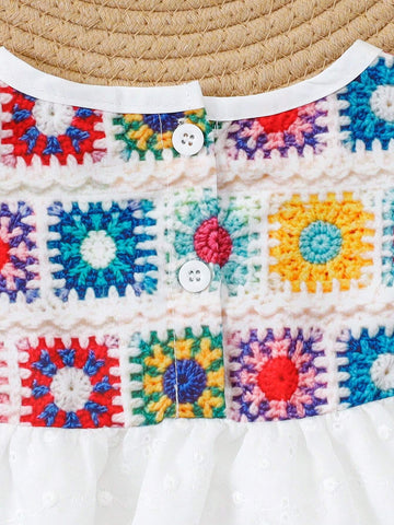 1pc Toddler Colorful Floral Patchwork Long Sleeve Jumpsuit, Fashionable And Versatile, Fall 1pc Toddler Colorful Floral Patchwork Long Sleeve Jumpsuit, Fashionable And Versatile, Fall