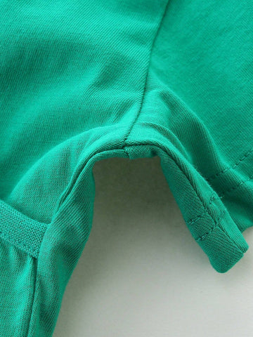 1pc Toddler Girls" Casual Animal Embroidered Patch V-Neck Short Sleeve Dress For Summer 1pc Toddler Girls" Casual Animal Embroidered Patch V-Neck Short Sleeve Dress For Summer