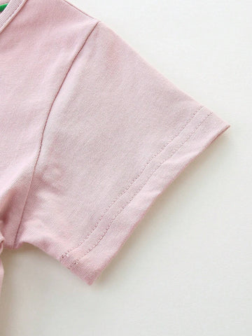 1pc Toddler Girls" Casual Animal Embroidery Patchwork V-Neck Short Sleeve Dress For Summer 1pc Toddler Girls" Casual Animal Embroidery Patchwork V-Neck Short Sleeve Dress For Summer