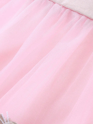 1pc Toddler Girls" Casual Animal Embroidery Patchwork V-Neck Short Sleeve Dress For Summer 1pc Toddler Girls" Casual Animal Embroidery Patchwork V-Neck Short Sleeve Dress For Summer