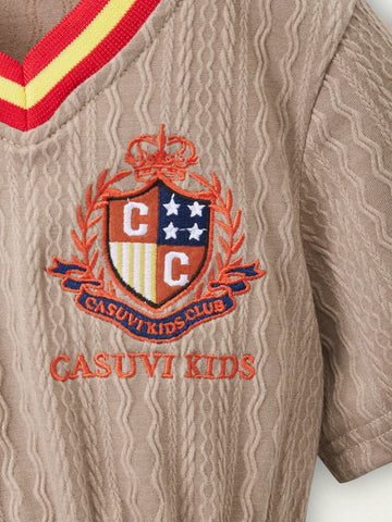 1pc Toddler Girls' Casual Contrast Collar & Hem Mesh Panel Short Sleeve Dress 1pc Toddler Girls' Casual Contrast Collar & Hem Mesh Panel Short Sleeve Dress