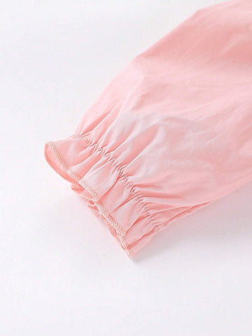 1pc Toddler Girls' Cute 3D Floral Decor Peter Pan Collar Long Sleeve Blouse, Spring Autumn 1pc Toddler Girls' Cute 3D Floral Decor Peter Pan Collar Long Sleeve Blouse, Spring Autumn