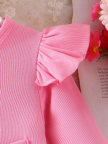 1pc Toddler Girls' Cute Long Sleeve Bow Printed Dress, Spring/Autumn 1pc Toddler Girls' Cute Long Sleeve Bow Printed Dress, Spring/Autumn