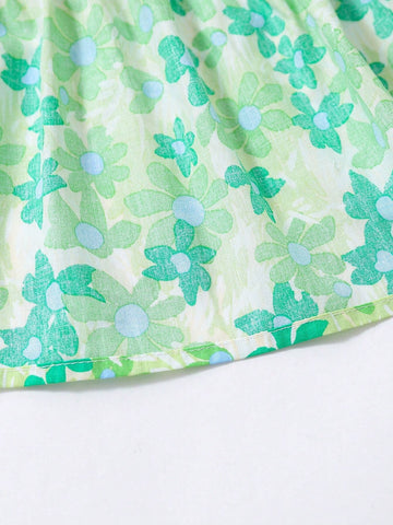 1pc Toddler Girls' Sweet Ditsy Floral Strappy Dress For Summer 1pc Toddler Girls' Sweet Ditsy Floral Strappy Dress For Summer