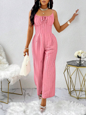 1pc Women Casual Sexy Textured Fabric Sleeveless Jumpsuit 1pc Women Casual Sexy Textured Fabric Sleeveless Jumpsuit