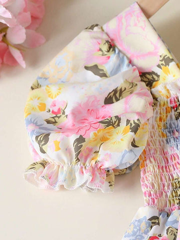 1pc Young Girl' Dopamine Ditsy Floral Sleeveless Dress 1pc Young Girl' Dopamine Ditsy Floral Sleeveless Dress