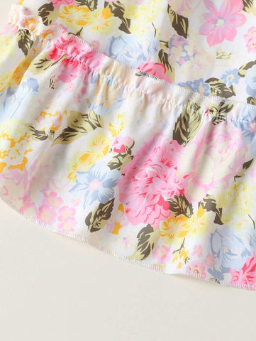 1pc Young Girl' Dopamine Ditsy Floral Sleeveless Dress 1pc Young Girl' Dopamine Ditsy Floral Sleeveless Dress