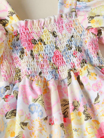 1pc Young Girl' Dopamine Ditsy Floral Sleeveless Dress 1pc Young Girl' Dopamine Ditsy Floral Sleeveless Dress