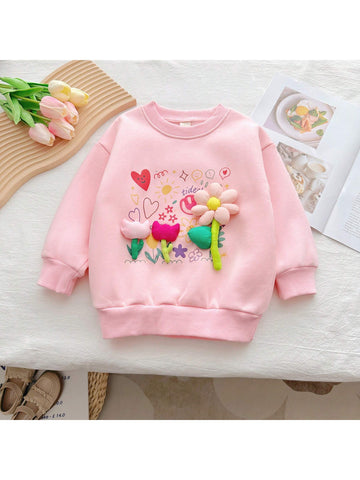 2024 New Fashion Spring Autumn Girls" Hoodies, Casual All-Match 3D Floral Korean Style Kids" Coat 2024 New Fashion Spring Autumn Girls" Hoodies, Casual All-Match 3D Floral Korean Style Kids" Coat