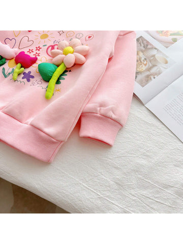 2024 New Fashion Spring Autumn Girls" Hoodies, Casual All-Match 3D Floral Korean Style Kids" Coat 2024 New Fashion Spring Autumn Girls" Hoodies, Casual All-Match 3D Floral Korean Style Kids" Coat