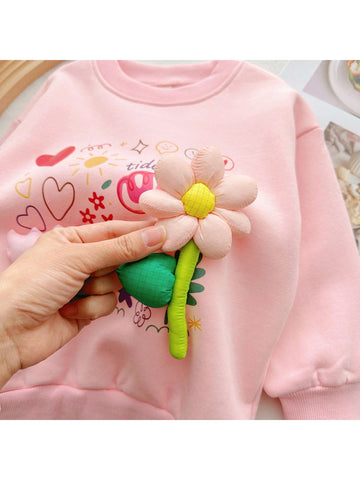 2024 New Fashion Spring Autumn Girls" Hoodies, Casual All-Match 3D Floral Korean Style Kids" Coat 2024 New Fashion Spring Autumn Girls" Hoodies, Casual All-Match 3D Floral Korean Style Kids" Coat