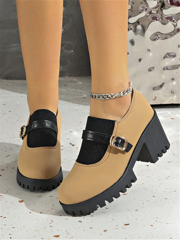 2024 New Fashion Women High Heel Shoes Lady Mary Jane Platform Pumps Thick Heel Open Toe 2024 New Fashion Women High Heel Shoes Lady Mary Jane Platform Pumps Thick Heel Open Toe