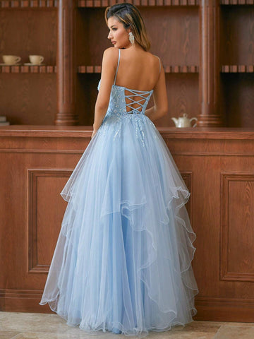2024 Tulle A-Line Spaghtti Elegant Evening Dress 2024 Tulle A-Line Spaghtti Elegant Evening Dress