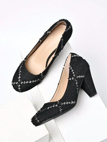 2024 Women Versatile Single Buckle Fashion Round Toe Chunky Heel Pumps 2024 Women Versatile Single Buckle Fashion Round Toe Chunky Heel Pumps