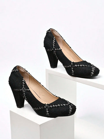 2024 Women Versatile Single Buckle Fashion Round Toe Chunky Heel Pumps 2024 Women Versatile Single Buckle Fashion Round Toe Chunky Heel Pumps