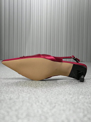 2025 Spring & Summer New Elegant Wedding Shoes, Women's Wine Red Fashion Kitten Heel Closed Toe 2025 Spring & Summer New Elegant Wedding Shoes, Women's Wine Red Fashion Kitten Heel Closed Toe