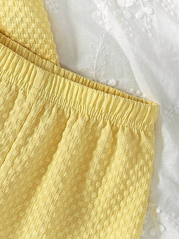 2pcs/Set Young Girl Casual Solid Color Square Camisole Dress 2pcs/Set Young Girl Casual Solid Color Square Camisole Dress