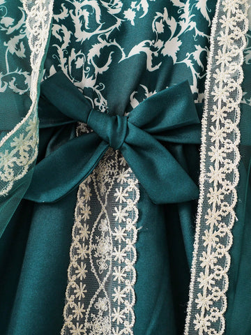 2pcs/Set Young Girl Outdoor Casual Chinese Style Thin Mesh Hollow Jacket And Floral Print Sleeveless A-Line Dress 2pcs/Set Young Girl Outdoor Casual Chinese Style Thin Mesh Hollow Jacket And Floral Print Sleeveless A-Line Dress