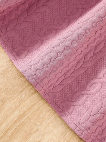 2pcs/Set Young Girl Solid Color Round Neck Ruffled Hem Fitted Casual Dress 2pcs/Set Young Girl Solid Color Round Neck Ruffled Hem Fitted Casual Dress