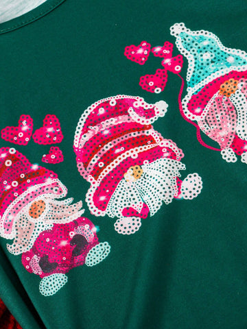 2pcs Cartoon Print Short Sleeve Top And Pants Set For Young Girls, Christmas 2pcs Cartoon Print Short Sleeve Top And Pants Set For Young Girls, Christmas