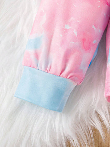 2pcs Girls Fashion Tie Dye Letter Print Hooded Sweatshirt + Slim Fit Pants Set 2pcs Girls Fashion Tie Dye Letter Print Hooded Sweatshirt + Slim Fit Pants Set