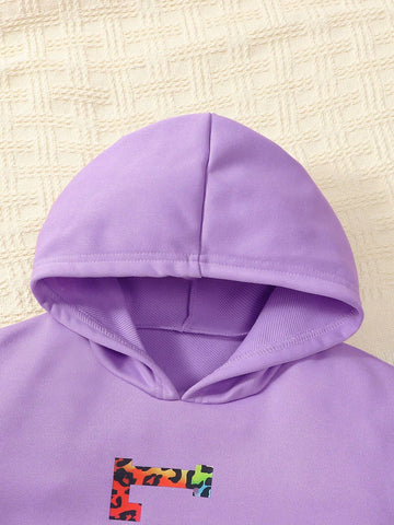 2pcs Girls Letter Print Long Sleeve Sweatshirt & Leopard Flare Pants Children Casual Outfit 2pcs Girls Letter Print Long Sleeve Sweatshirt & Leopard Flare Pants Children Casual Outfit