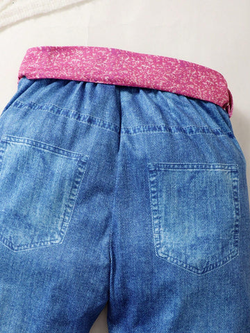 2pcs Girls Letter Print Round Neck Sweatshirt And Denim Patchwork Pants Set, Autumn/Winter 2pcs Girls Letter Print Round Neck Sweatshirt And Denim Patchwork Pants Set, Autumn/Winter