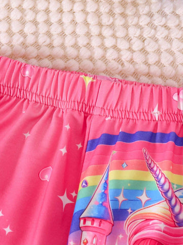 2pcs Girls Unicorn Digital Print Zip-Up Jacket And Pants Set 2pcs Girls Unicorn Digital Print Zip-Up Jacket And Pants Set