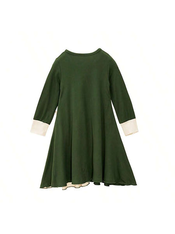 2pcs/Set Young Girl Long Sleeve Bowknot Maxi Dress + Headscarf 2pcs/Set Young Girl Long Sleeve Bowknot Maxi Dress + Headscarf